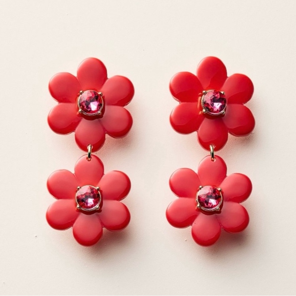 ♠️❤️ kate spade X Target Floral Linear Earrings Red * Limited Edition * - Picture 4 of 7